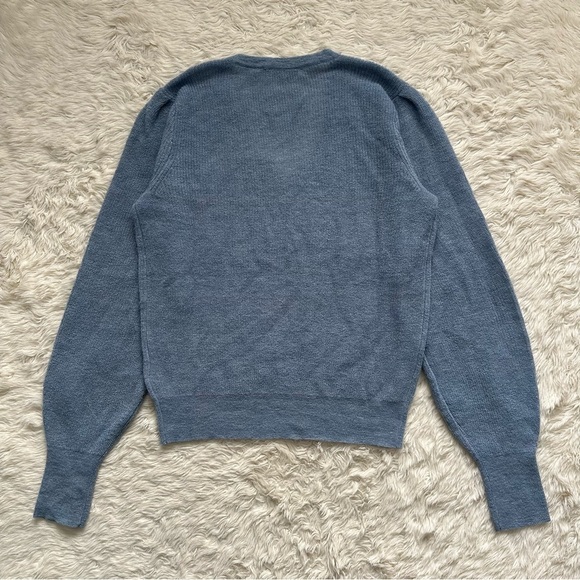 Madewell Sweater Alpaca-Blend Deep V-Neck Long Sleeve Hthr Blue Jeans M - Picture 5 of 12